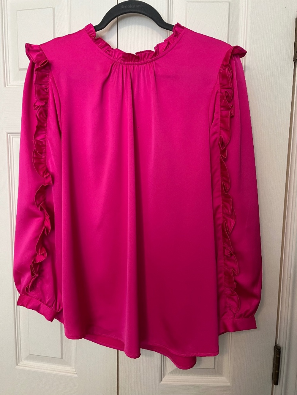 J.Crew Hot Pink Ruffle Long Sleeve Top Size XL